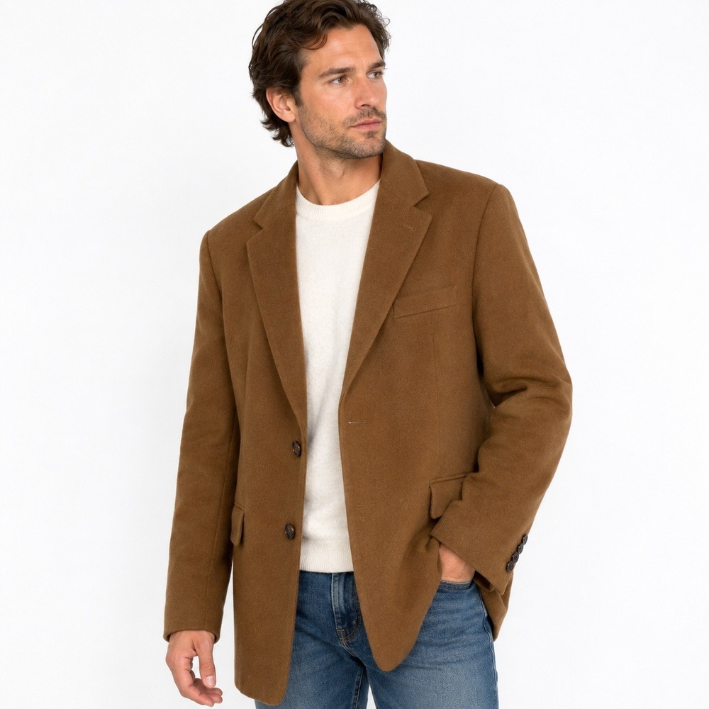 Coconut Grove 100% Cashmere Blazer Mens Large Camel Brown Sport Coat‎ Luxury
